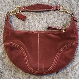 Coach suede shoulder hobo bag
